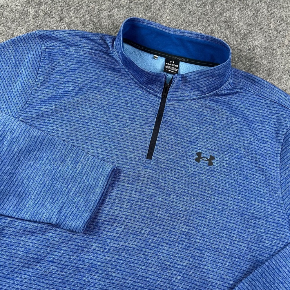 Under Armour Pullover Mens 4XL Blue Storm Golf Quarter Zip‎ Textured Fleece